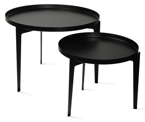 Tavolinetto rotondo con Vassoio asportabile Pliant 45x45xh36 cm ILLUSIO in metallo verniciato a polvere COLORE NERO