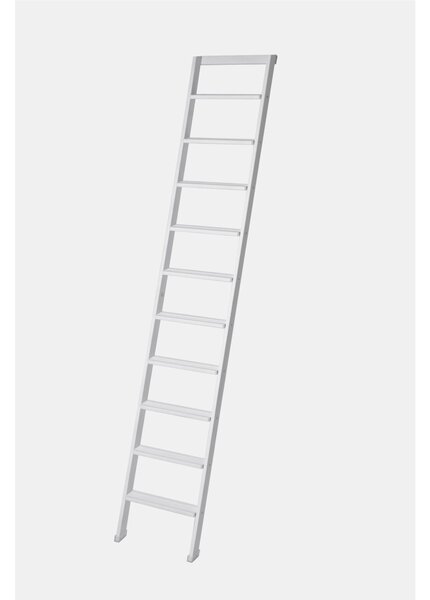 Scala da Appoggio UP 10 gradini Lunghezza 2,50 Mt in Faggio Massello Dimensioni 45x9x h 250 cm Peso 8,5 Kg colore legno laccato bianco