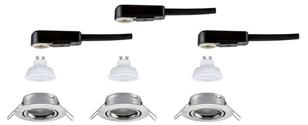 Paulmann Faretto da incasso BASE in ferro, Ø 9 cm, 4,9 W, 827, orientabile, set BASE, dimmerabile, Alluminio / Grigio / Zincato, Soggiorno / Sala da pranzo, Metallo, Moderno