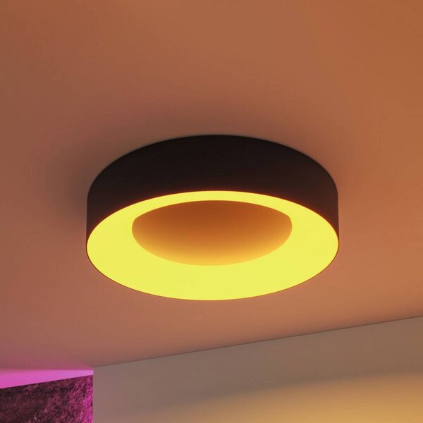 Paulmann Plafoniera LED Smart Casca, nera, Ø 40 cm, RGBW, IP44 dimmerabile, Nero, Soggiorno / Sala da pranzo, Metallo, Moderno, Plafoniera