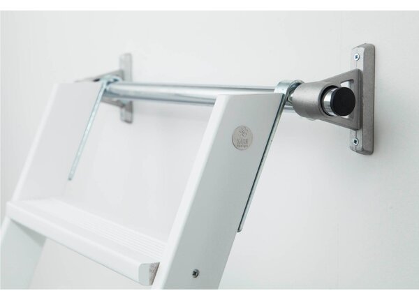 Scala da Appoggio UP 10 gradini Lunghezza 2,50 Mt in Faggio Massello Dimensioni 45x9x h 250 cm Peso 8,5 Kg Con KIT INCLUSO colore legno laccato bianco
