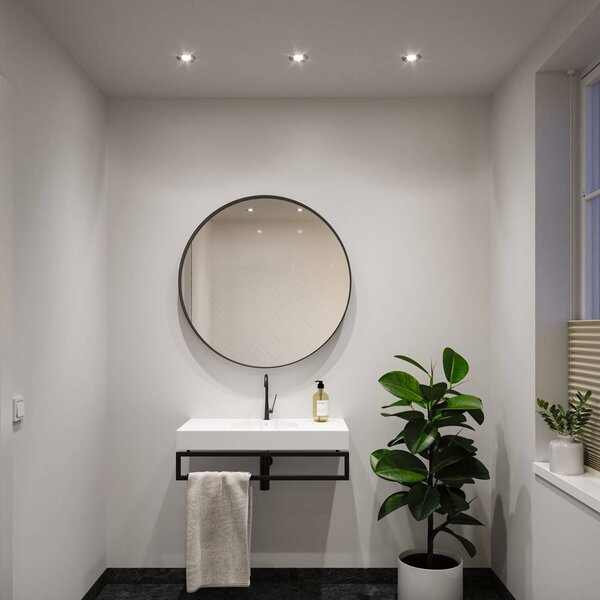 Paulmann Lampada a incasso NOVA, ferro, Ø 9 cm, orientabile, dimmerabile 840, Alluminio / Grigio / Zincato, Bagno, Alluminio, Moderno, Plafoniera