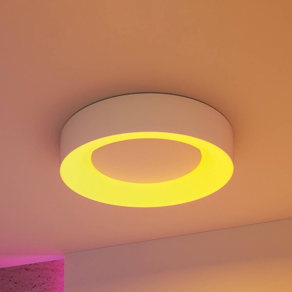 Paulmann Plafoniera LED Smart Casca, bianca, Ø 40 cm, RGBW, IP44 dimmerabile, Bianco / Opale, Soggiorno / Sala da pranzo, Metallo, Moderno, Plafoniera