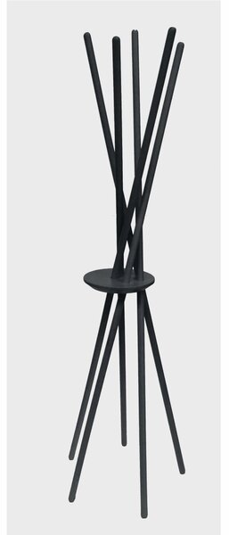 Appendiabiti da terra in Legno con portaoggetti vuota tasche 53x48xh172 cm STECCO in legno colore Grigio Scuro
