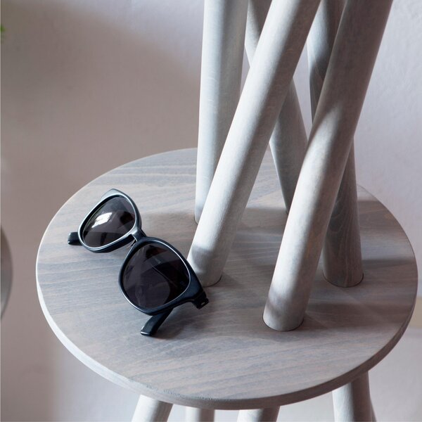 Appendiabiti da terra in Legno con portaoggetti vuota tasche 53x48xh172 cm STECCO in legno colore Bianco laccato