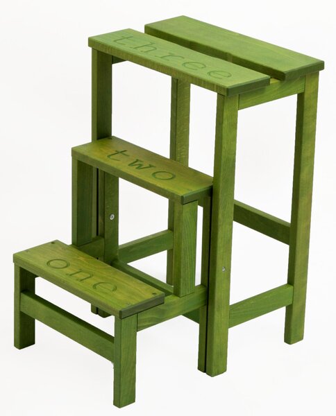 Scalatte, Sgabello Pieghevole e trasportabile 3 gradini HAPPY NUMBERS Dimensioni H 60 40x46xh 60 cm Peso 6 Kg Verde Oliva