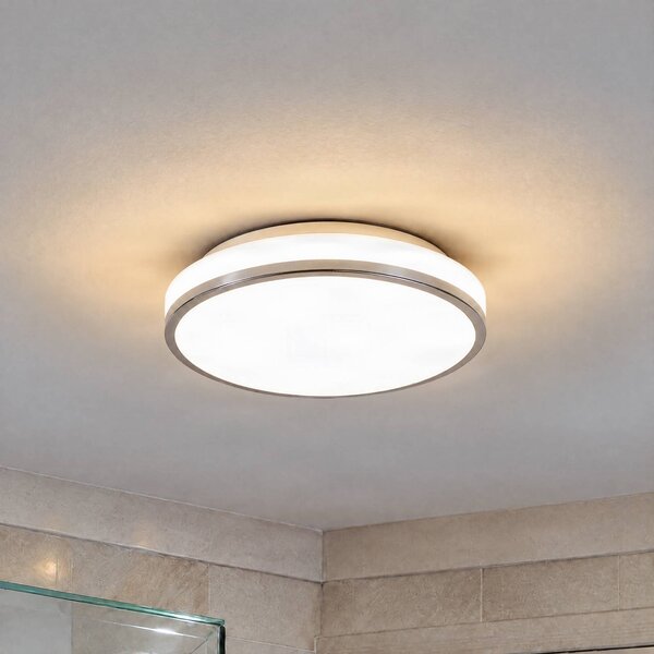 Plafoniera Lyss Lindby, Bianco / Opale, Bagno, Vetro, Moderno, Plafoniera