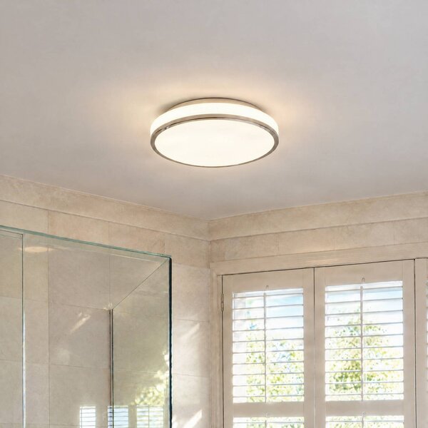 Plafoniera Lyss Lindby, Bianco / Opale, Bagno, Vetro, Moderno, Plafoniera