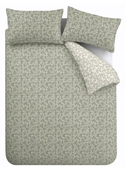 Set copripiumino e federa verde in percalle di cotone per letto matrimoniale/per letto esteso 3 pezzi 230x220 cm Shadow Leaves – Bianca