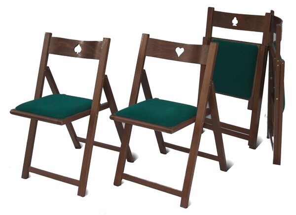 Sedie GIOCO Set 4 Pieghevoli in Legno di noce seduta in Cotone Verde dimensioni 47xh 79 cm - peso 1 kg colore noce