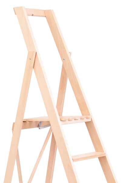 Scala in legno SEI gradini richiudibile BIBO 6 in Faggio Massello Dimensioni H130 cm 57x11x213 Con Tascone portaoggetti cm Peso 10 Kg naturale
