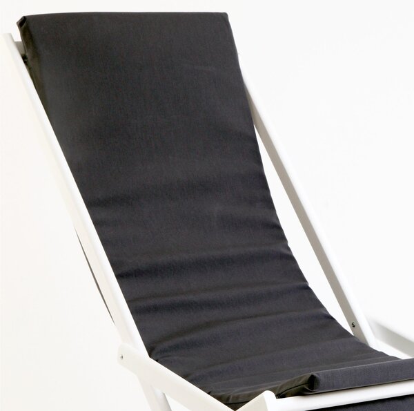 Sedia Sdraio Pieghevole E Oscillante in Legno Dondolina Dimensioni 94x59xh80 cm Laccata Bianca Tessuto colore nero
