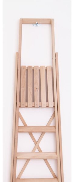 Scala quattro gradini richiudibile BIBO 4 in Faggio Massello Con Tascone porta Attrezzi Dimensioni H88 all'ultimo scalino cm 50x11x163 cm Peso 7 Kg Legno naturale