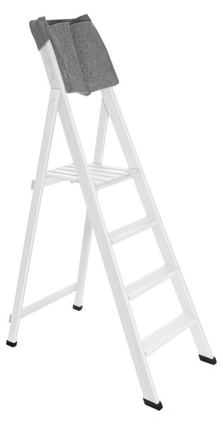 Scala quattro gradini richiudibile BIBO 4 in Faggio Massello Dimensioni H88 cm 50x11x163 cm Peso 7 Kg laccata bianco