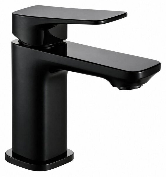 Miscelatore monocomando per lavabo, nero, in ottone massiccio, a risparmio idrico, dimensioni 133x130 mm