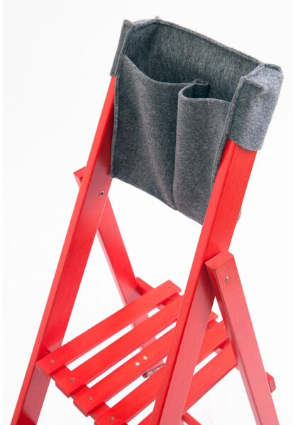 Scala in Legno sei gradini richiudibile BIBO 5 in Faggio Massello Dimensioni h100 cm 57x11x188 cm Peso 10 Kg Con Tascone Porta Attrezzi colore Rosso
