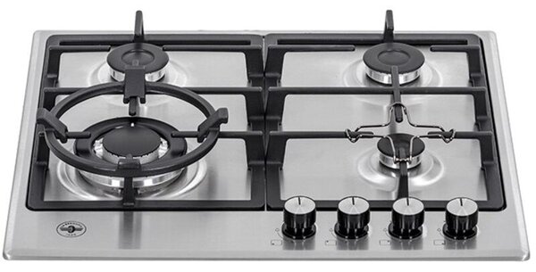 La Germania Piano Cottura 4 Fuochi a Gas 60 cm Materiale Acciaio Inox con Griglie in Ghisa colore Inox - P604LLAGXV Futura