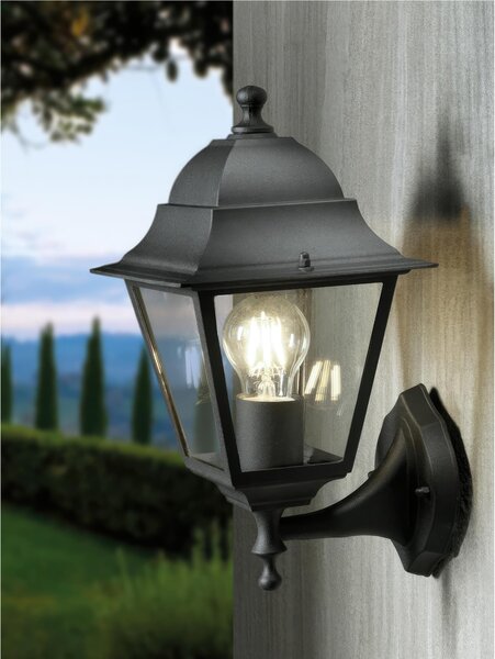 Applique in pressofusione di alluminio NANO Diffusori in vetro trasparente. 20x15x h 33 cm Altezza max lampada: 155mm. Alimentazione 230 V ~ 50 Hz nero