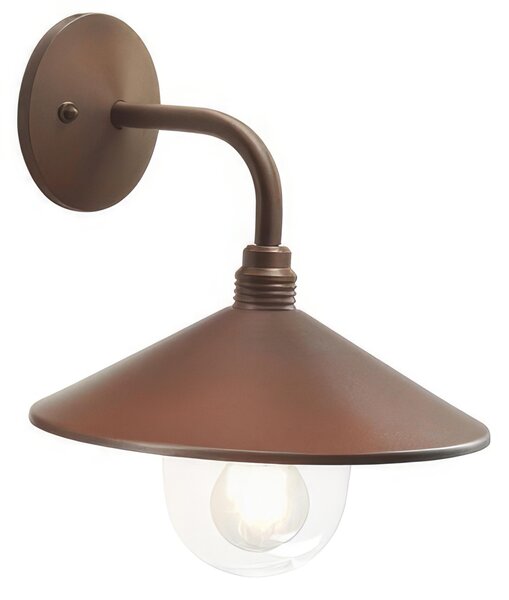 Struttura in pressofusione di alluminio. Dimensione SPECTRE APPLIQUE IN BASSO MEDIA E27 Diffusore in vetro trasparente colore CORTEN