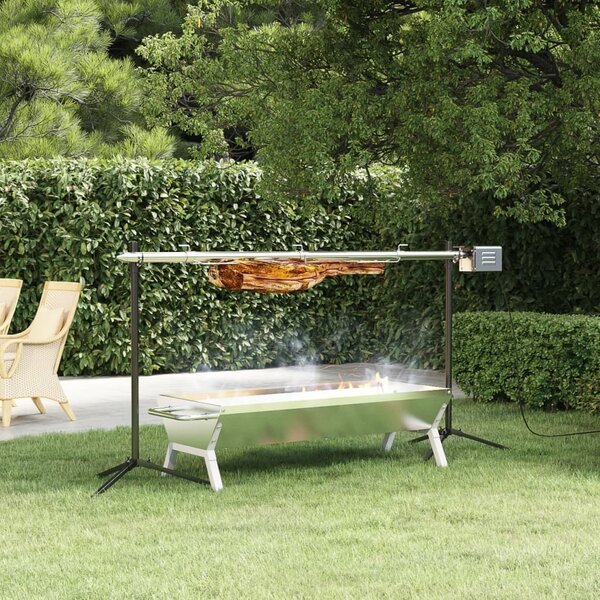 Spiedo automatico per barbecue con motore Acciaio inox 150x46,5x82,5 cm