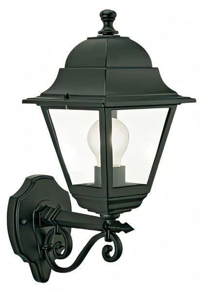 Applique in pressofusione di alluminio. OLD MEDIA Diffusori in vetro trasparente Dimensione 28x18x h 42 cm Altezza max lampada: 170mm. Alimentazione 230 V ~ 50 Hz nero