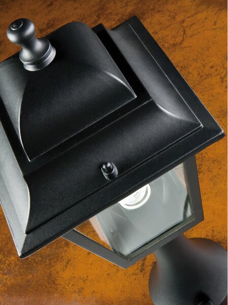 Applique in pressofusione di alluminio AMALFI APPLIQUE IN ALTO GRANDE E27 colore NERO Dimensioni 30x21xh 46 cm Diffusori in vetro trasparente
