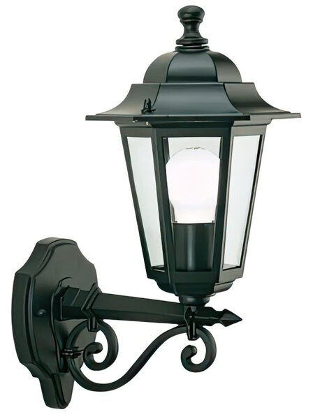 Applique Esagonale in pressofusione di alluminio. KAYAK Piccola Diffusori in vetro trasparente. 27x20x h 40 cm Altezza max lampada: 155mm. Alimentazione 230 V ~ 50 Hz nero