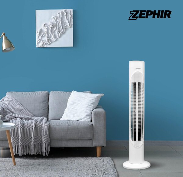 Zephir Ventilatore a Colonna Torre senza Pale 3 Velocit Potenza 50 Watt Oscillante con Timer e Telecomando colore Bianco - BABYLON3