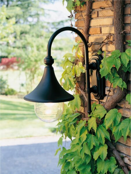 Applique da Giardino pressofusione di alluminio LAMPARA 23x43,5 x h 49 cm Altezza 145 mm Attacco Lampada E 60 W Diffusore in termoplastico nero