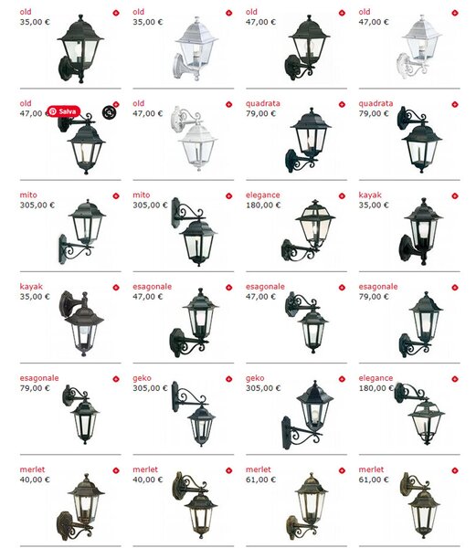 Applique da Giardino pressofusione di alluminio LAMPARA 23x43,5 x h 49 cm Altezza 145 mm Attacco Lampada E 60 W Diffusore in termoplastico ruggine