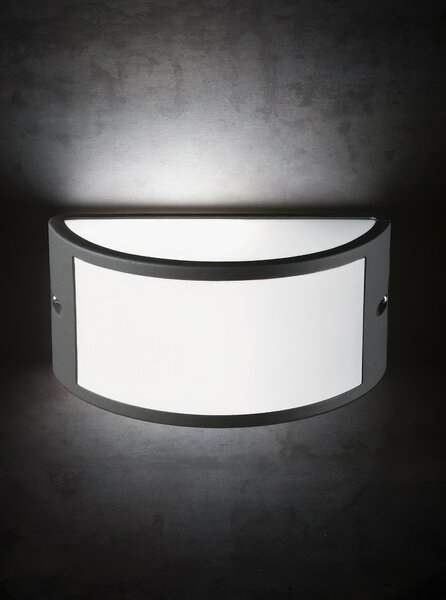 Applique in pressofusione di alluminio UMBE APERTA APPLIQUE APERTA E27 Dimensione 25x12xh 13,2 cm Diffusore in termoplastico opalino colore GRAFITE