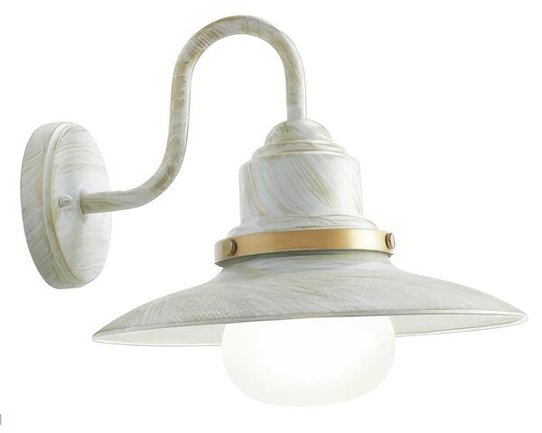 Applique in pressofusione di alluminio e acciaio verniciato FISHER APPLIQUE IN BASSO GRANDE E27 Dimensioni �32xh 31 cm colore BIANCO ORO