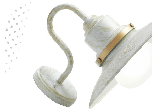 Applique in pressofusione di alluminio e acciaio verniciato FISHER APPLIQUE IN BASSO GRANDE E27 Dimensioni �32xh 31 cm colore BIANCO ORO