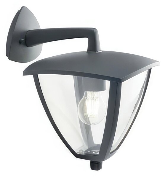 Applique Struttura in pressofusione di alluminio. MIRO' APPLIQUE IN BASSO GRANDE E27 Dimensioni 23x29,2 x h 32,4 cm Diffusore in termoplastico trasparente colore GRAFITE