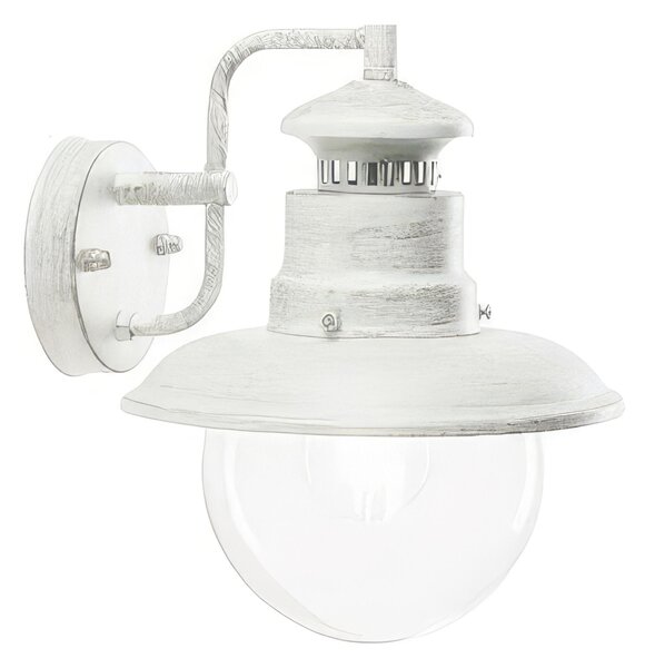 Struttura in metallo CALIPSO APPLIQUE IN BASSO MEDIA E27 Dimensione 21,5x25xh 27 cm Portalampada in porcellana colore BIANCO ARGENTO