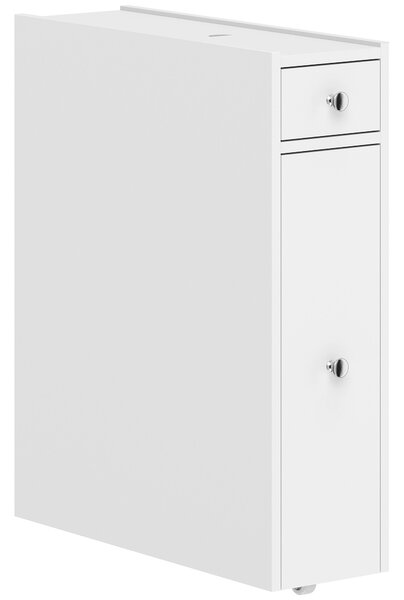 HOMCOM Mobile Bagno Slim con 2 Cassetti e Vano Aperto, per Bagno, Cucina, Lavanderia e Soggiorno, 16x48x58 cm, Bianco | Aosom Italy
