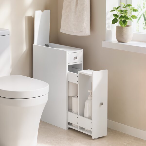 HOMCOM Mobile Bagno Slim con 2 Cassetti e Vano Aperto, per Bagno, Cucina, Lavanderia e Soggiorno, 16x48x58 cm, Bianco | Aosom Italy