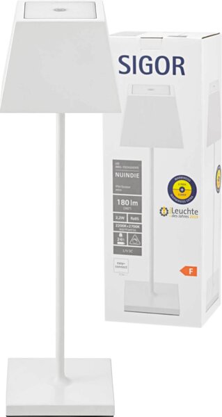 Sigor lampada da tavolo ricaricabile NUINDIE angolare bianco