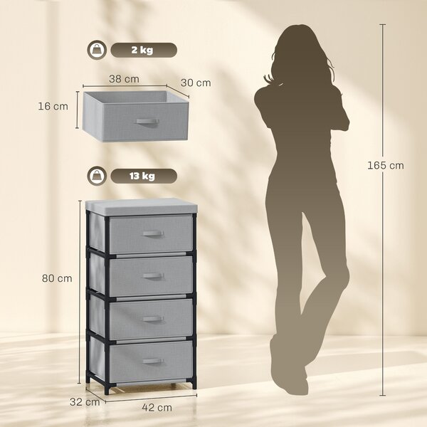 HOMCOM Cassettiera con Struttura in Acciaio, 42 x 32 x 80 cm, Grigio e Nero | Aosom Italy