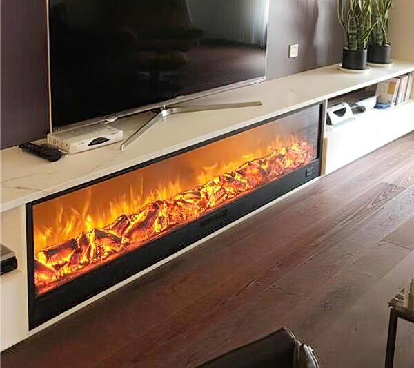 Sined Caminetto Amiata Caminetto Elettrico Da Incasso e Appoggio Da 180 Cm -peso 52 kg fiamma, regolabile su 6 livelli di intensit� Con Potenza 1500w Nero