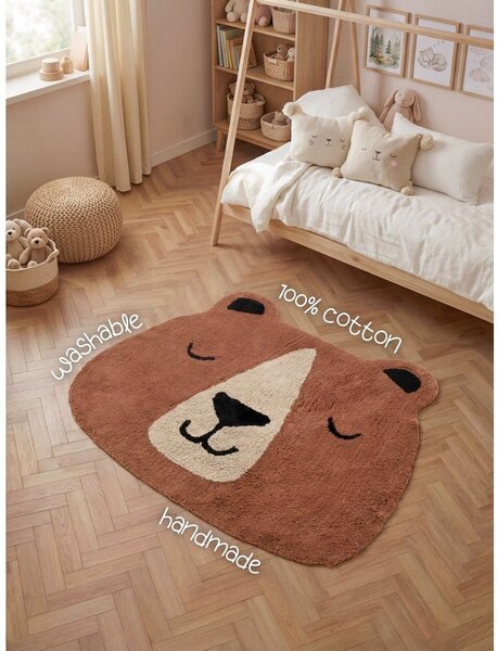 Tappeto per bambini marrone in cotone lavabile/tessuto a mano 101x120 cm Snuggle Benni – Hanse Home