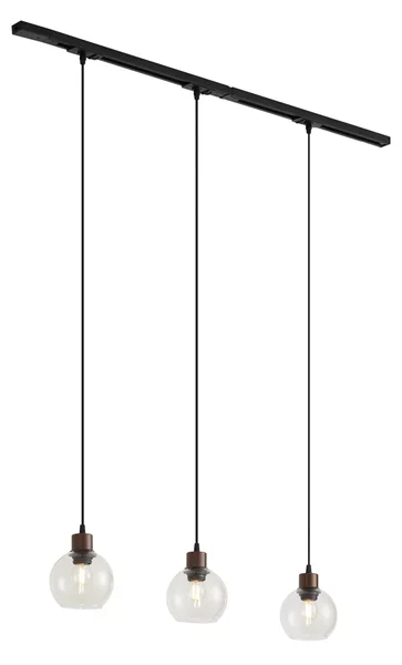 Sistema di illuminazione a binario moderno nero con 3 luci a sospensione bronzo 1 fase - Iconic Lava