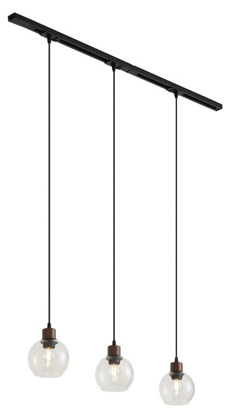 Sistema di illuminazione a binario moderno nero con 3 luci a sospensione bronzo 1 fase - Iconic Lava