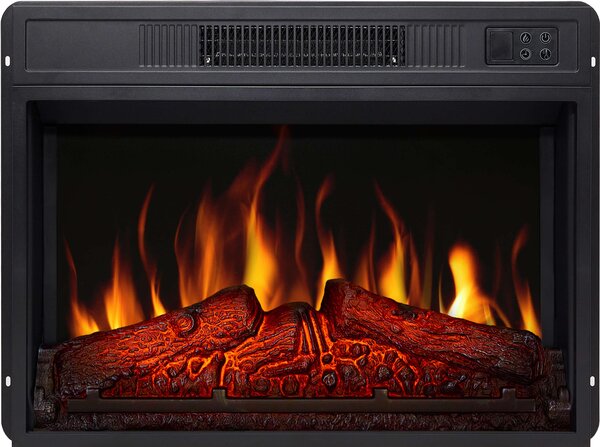 Caminetto elettrico ArtiFlame AF23S, caminetto elettrico da incasso con riscaldamento da 1800 W, effetto fiamma realistico, illuminazione a LED, telecomando, timer, nero