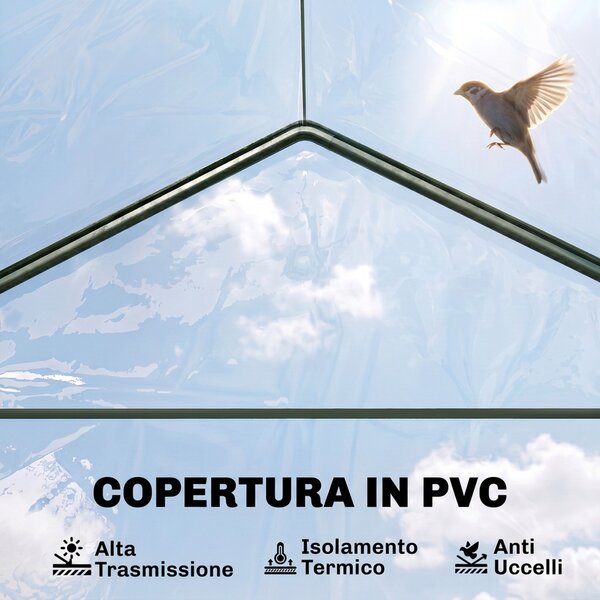 Outsunny Serra da Giardino con Porta Avvolgibile, in Acciaio e PVC Trasparente, per balcone, patio, terrazza, 143x73x195cm | Aosom Ita