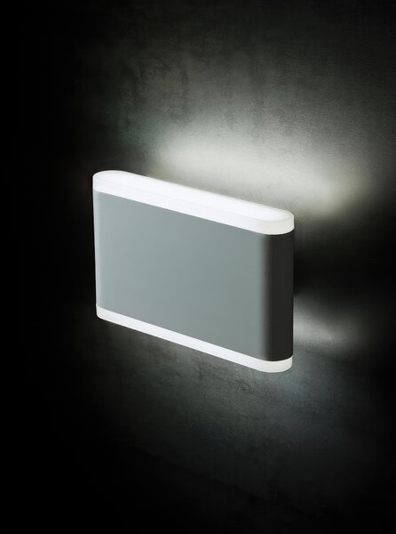 Applique in alluminio pressofuso WAVE APPLIQUE DOPPIA Dimensioni 17,5 x5xh 10,6 cm 7W 7W LED 3000K colore GRAFITE