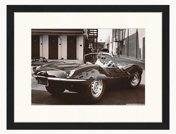 Foto incorniciata fatta a mano Steve McQueen in His Jaguar