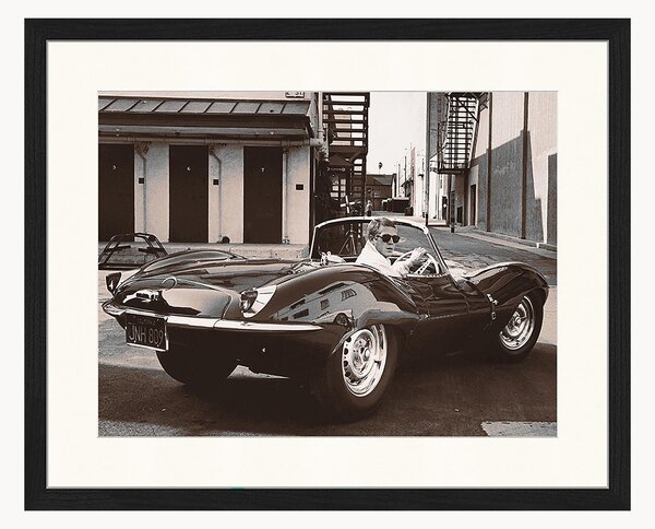 Foto incorniciata fatta a mano Steve McQueen in His Jaguar