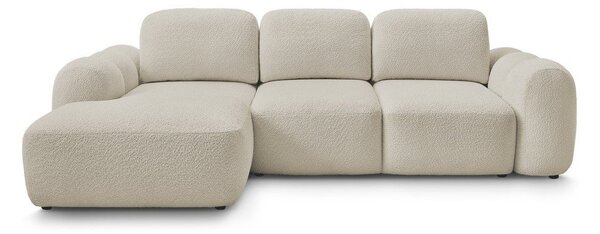 Divano angolare beige allungabile/con contenitore (con penisola a sinistra/con chaise lounge) con rivestimento in bouclé Montaigne – Bobochic Paris