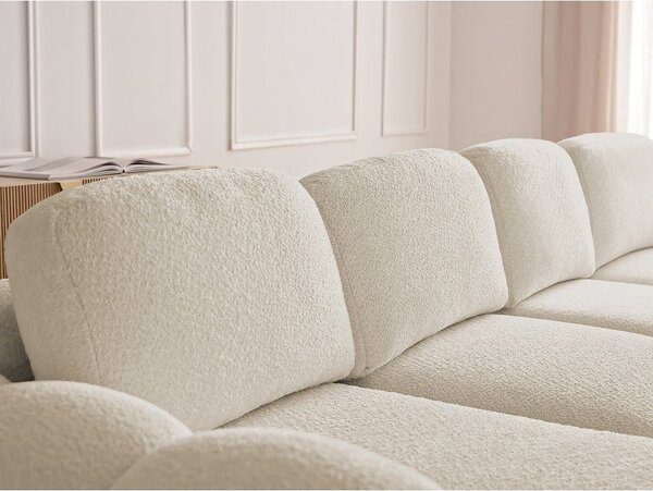 Divano angolare beige allungabile/con contenitore (con penisola a sinistra/con chaise lounge) con rivestimento in bouclé Montaigne – Bobochic Paris